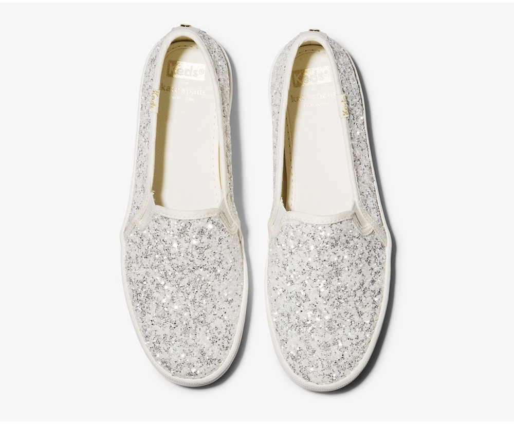 Slip Ons Keds Femme Blanche - Kate Spade New York Double Decker Glitter - 294-DPIJUR